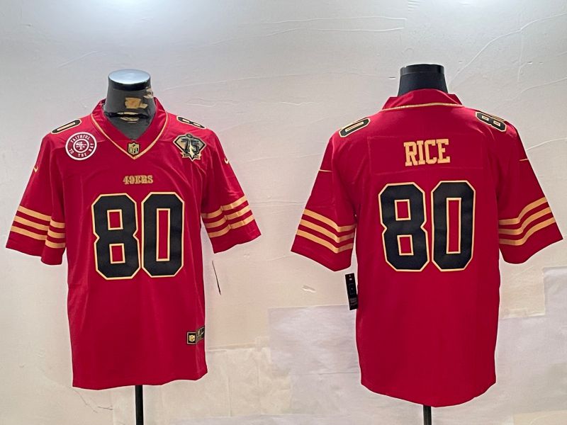 Men San Francisco 49ers #80 Rice Red Gold 2024 Nike Limited NFL Jersey style 12303->san francisco 49ers->NFL Jersey